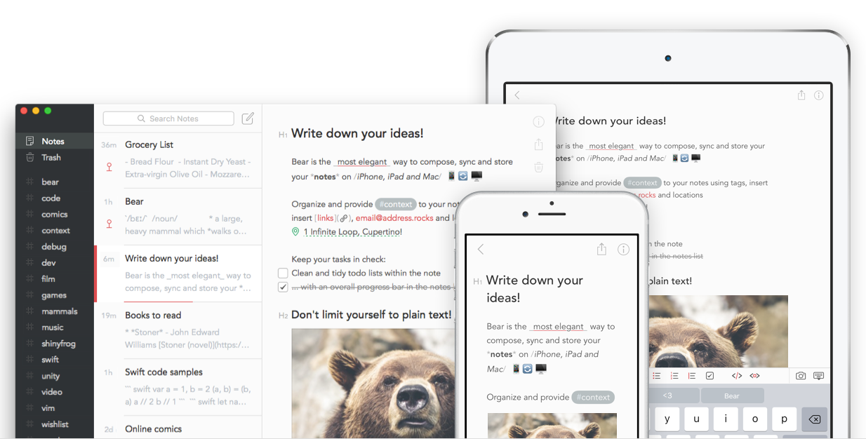 Bear Note: una nuova app per prendere appunti e scrivere con stile